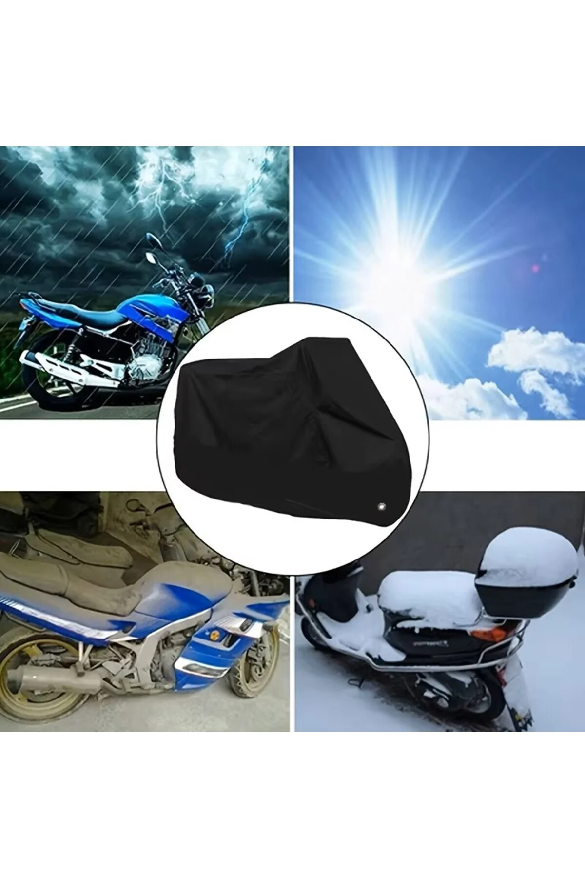Premium Su Toz Geçirmez Motosiklet Bisiklet ve Elektrikli Scooter Koruma Örtüsü (180x120 cm)