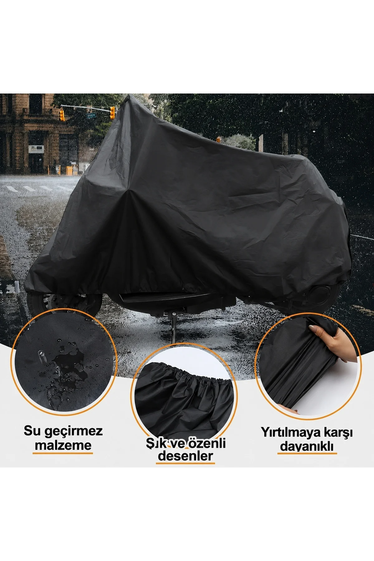 Premium Su Toz Geçirmez Motosiklet Bisiklet ve Elektrikli Scooter Koruma Örtüsü (180x120 cm)