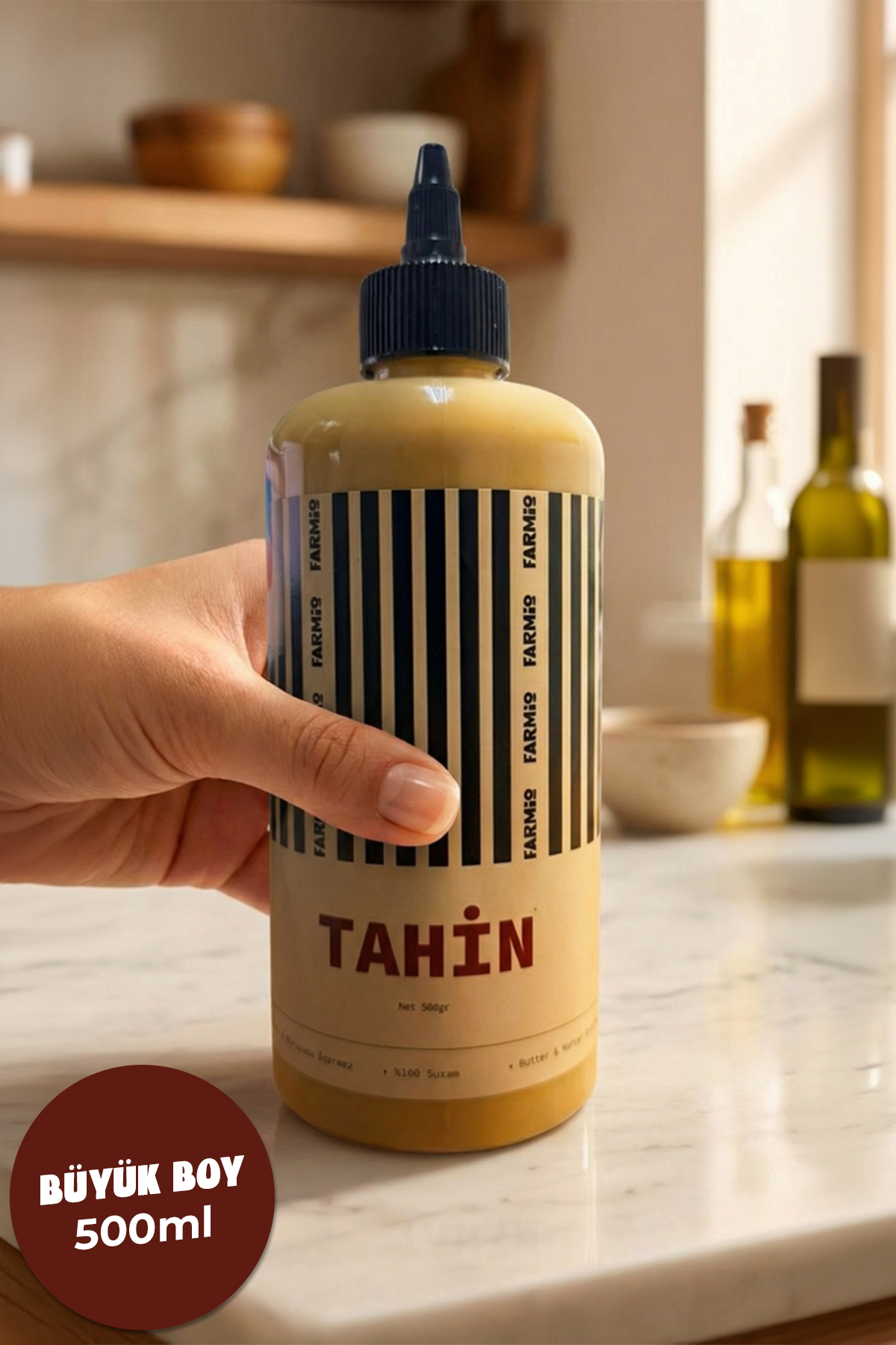 Premium Tahin 500gr - Aç-Kapa Sıkma Şişe - Özel Kavrulmuş