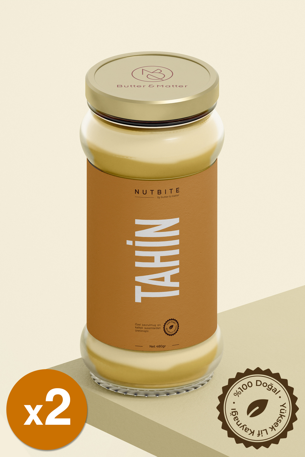 Premium Tahin 960gr (2x480gr) - %100 Doğal - Yüksek Lif Kaynağı -