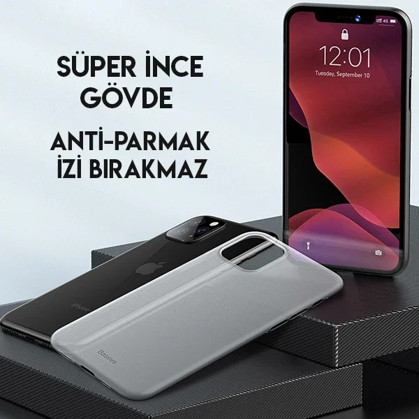 Premium Ultra İnce Lux Mat Şeffaf Kılıf - iPhone 11 Pro 5.8 (Baseus Wing Case)