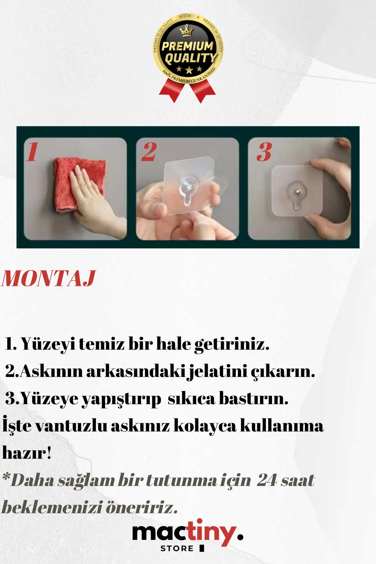 Premium Ürün Suya Dayanıklı Sağlam Yapışkan Sert Plastik Kolay Montaj  Ultra Güçlü Vantuzlu Askı Şık
