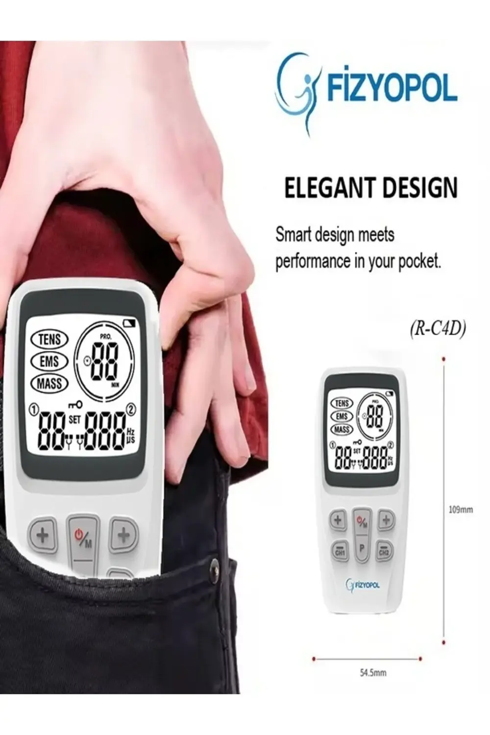 Premium,2 Kanallı Fizik Tedavi Tens Cihazı Dijital Portatif Tens,