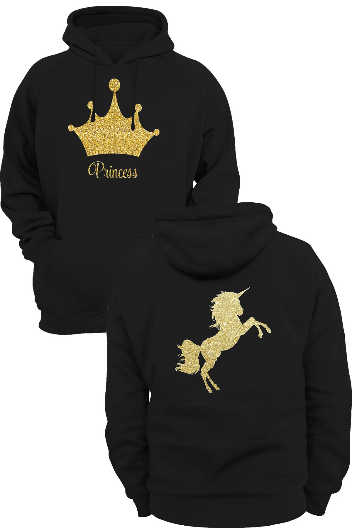 Prenses Çift Baskılı Fermuarsız Kapüşonlu Sweatshirt Prenses Çift Baskılı Fermuarsız Kapüşonlu Sweatshirt