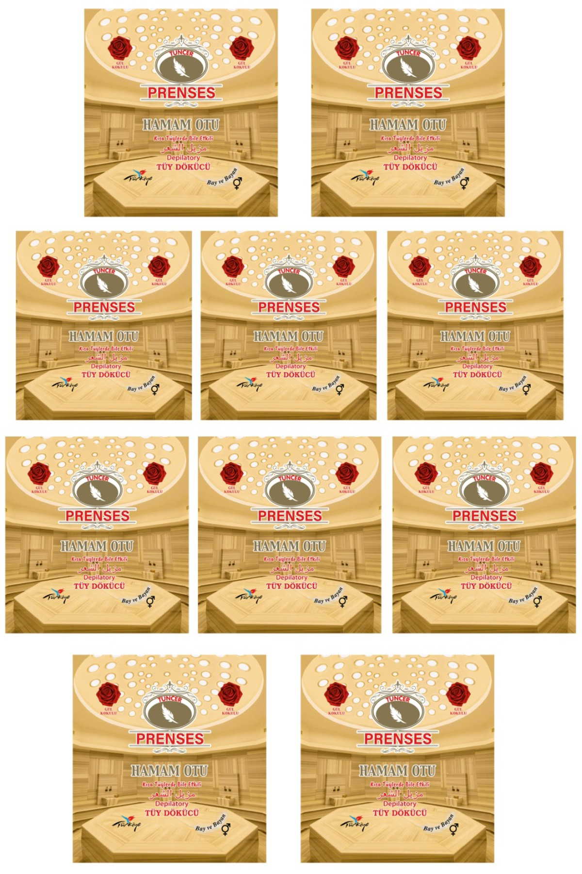 Prenses Gül Kokulu Tüy Dökücü Toz - Hamam Otu 150gr X 10 Paket Kö