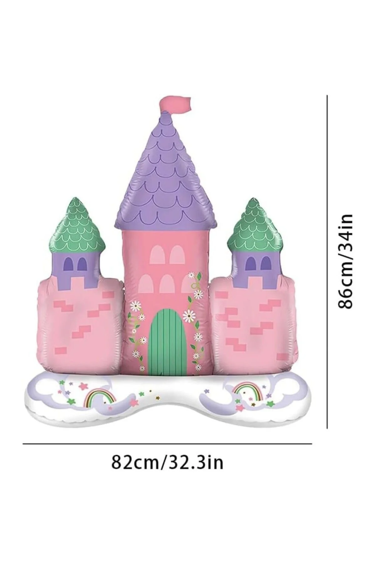 Prenses Şato Balon Seti Pembe Mor Doğum Günü Dekorasyonu