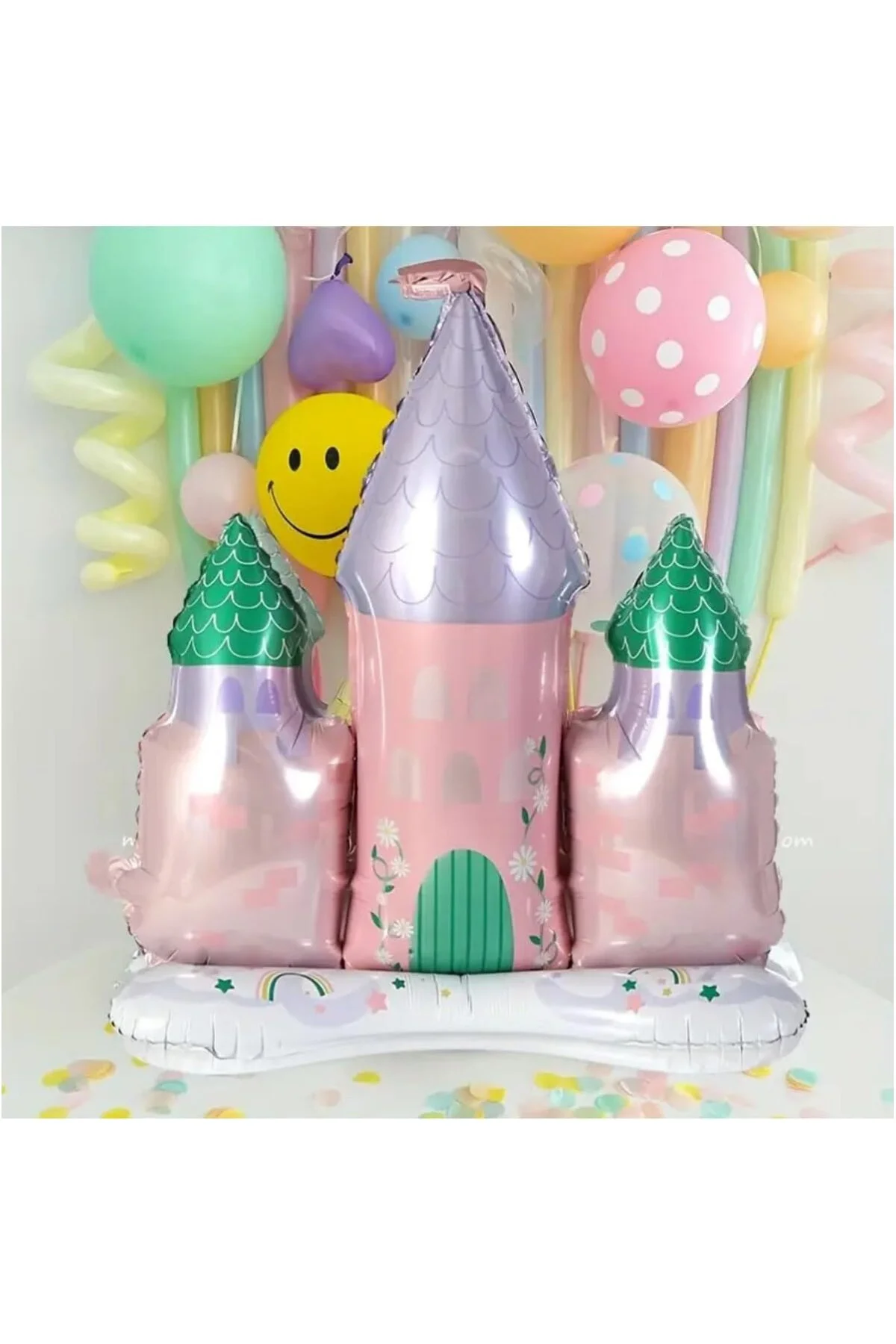 Prenses Şato Balon Seti Pembe Mor Doğum Günü Dekorasyonu