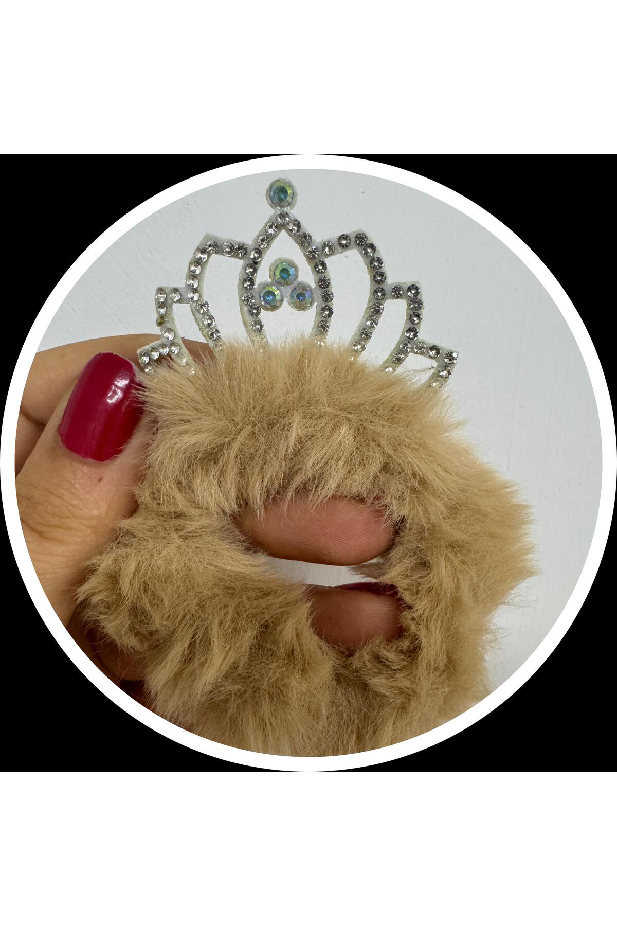 prenses tacı peluş lastikli çocuk tokası