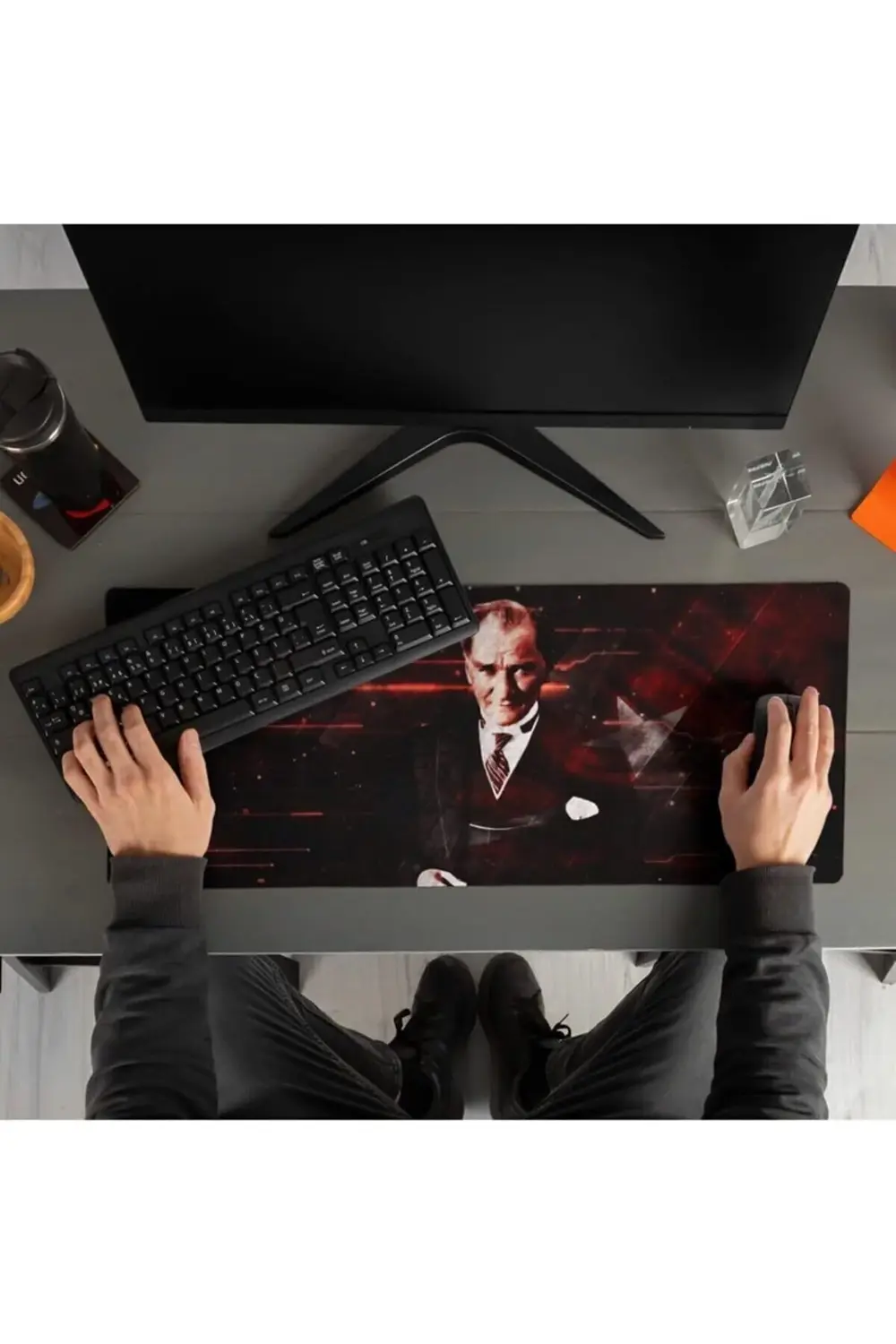 prhshop Atatürk Tasarımlı Ay Yıldız 70X30 Mousepad - Mouse Pad -