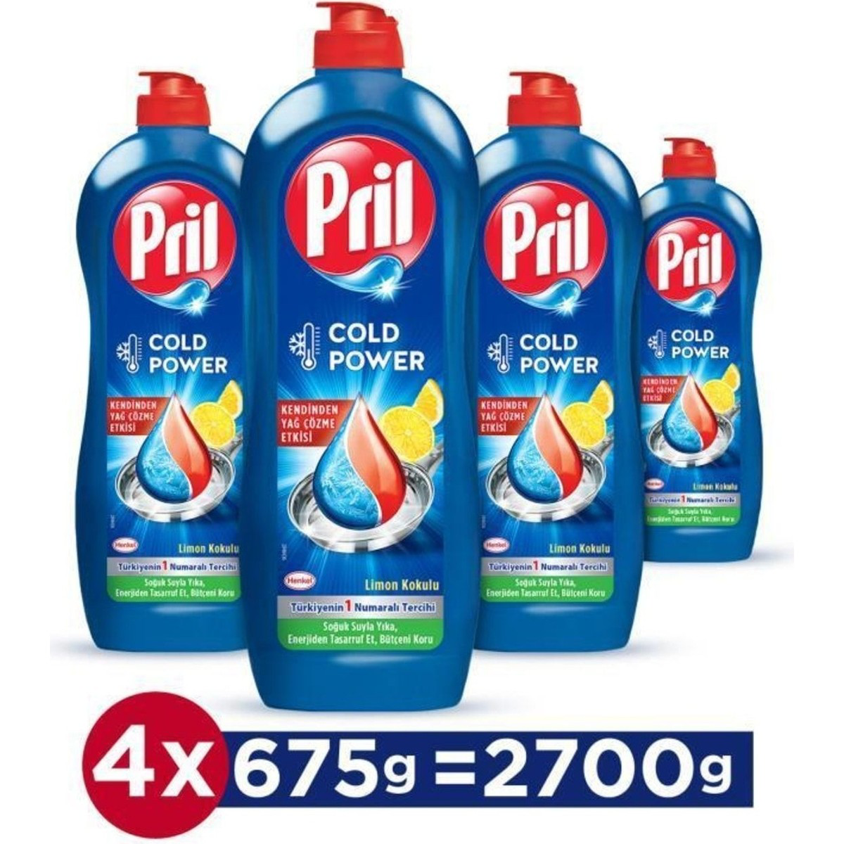 Pril  Elde Yikama Sivi Bulaşik Deterjani 4 X 675G 'Limon 5+ Etki, 