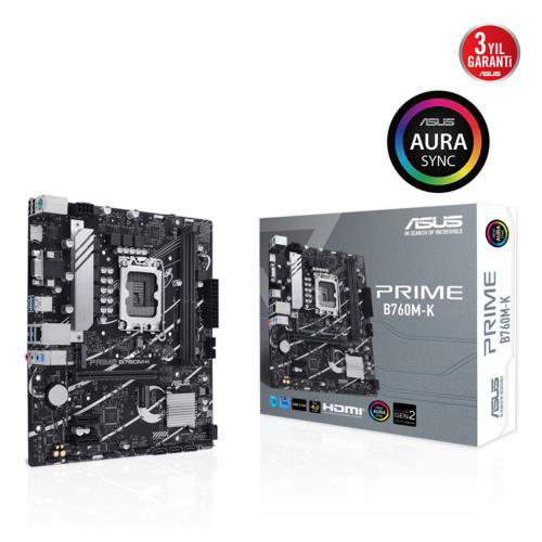 Asus Prime B760m-K, 2Xddr5, 2X M.2, D-Sub, Hdmi, 12-13.Nesil, Lga1700