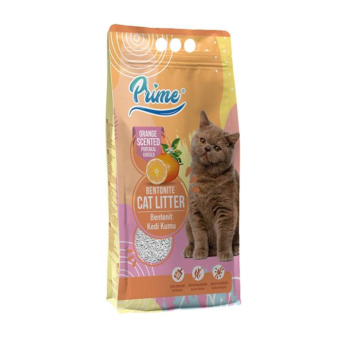 Prime  Bentonit Portakal Kokulu Topaklaşan İnce Kedi Kumu 5 Lt