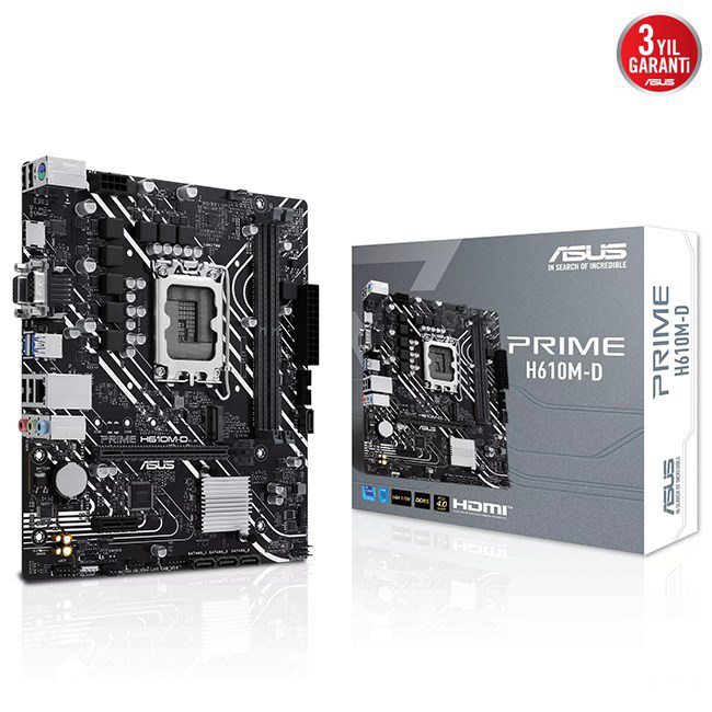 Asus Prime H610m-D, 2Xddr5, M.2, D-Sub, Hdmi, Rs232 Port, 12-13.Nesil,