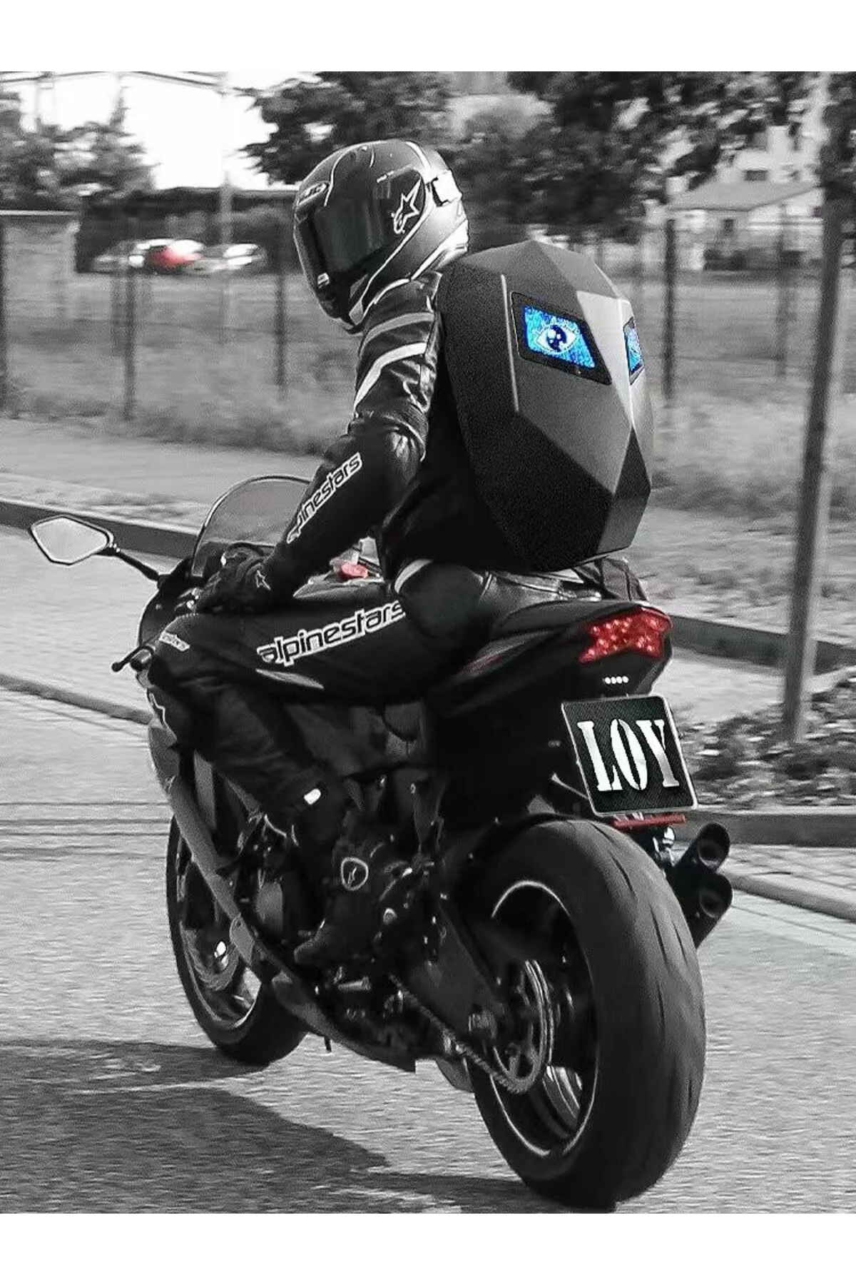 Prıme Karbon, Led Gözlü Motorcu Sırt Çantası Ledli Sırt Çantası, 