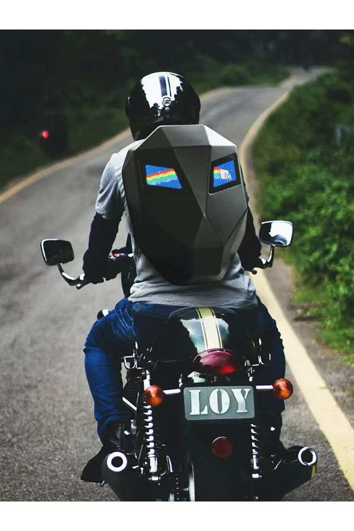 Prıme Karbon, Led Gözlü Motorcu Sırt Çantası Ledli Sırt Çantası, 