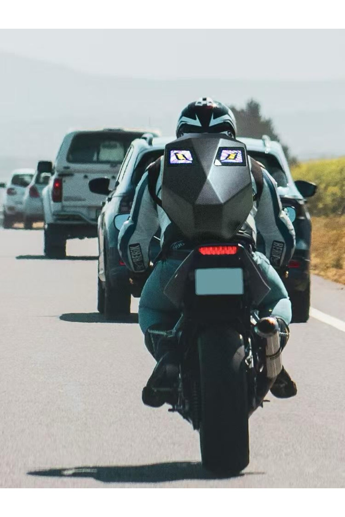 Prime Prıme Karbon, Led Gözlü Motorcu Sırt Çantası Ledli Sırt Çantası,