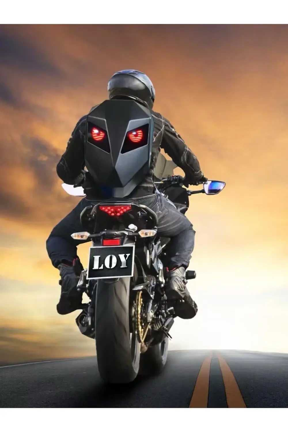 Prıme Karbon, Led Gözlü Motorcu Sırt Çantası Ledli Sırt Çantası,