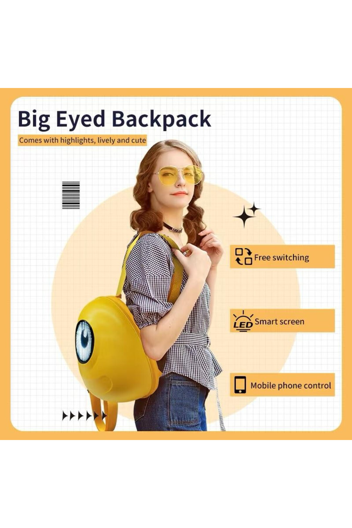 Prime Prıme Tek Göz Led Sırt Çantası, Ledli Çanta, Okul Çantası, Ekranl