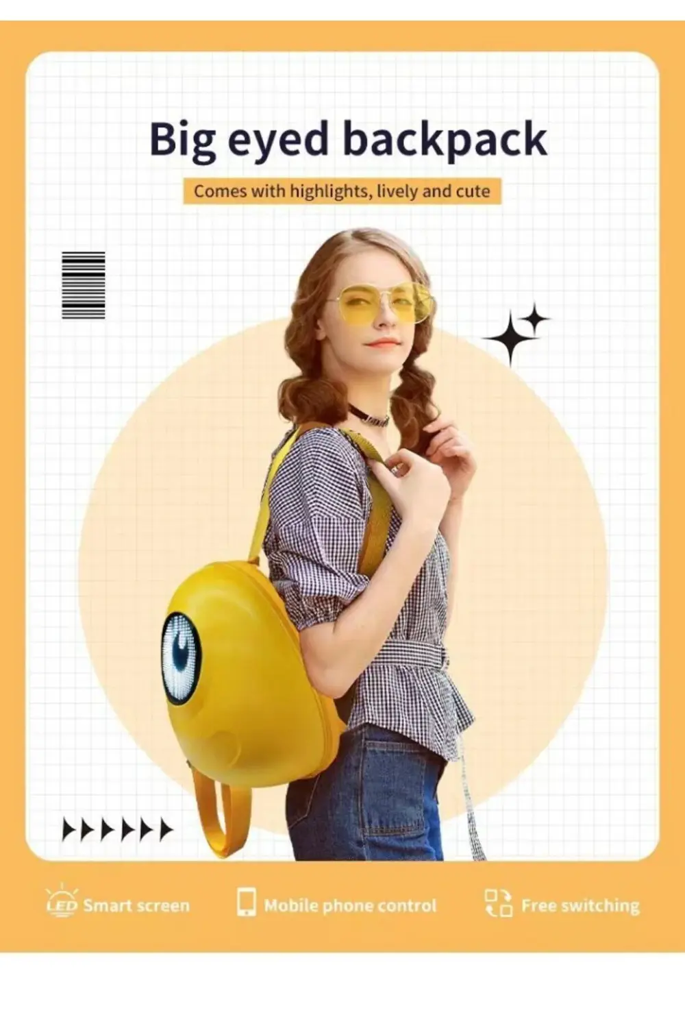 Prıme Tek Göz Led Sırt Çantası, Ledli Çanta, Okul çantası, Ekranl
