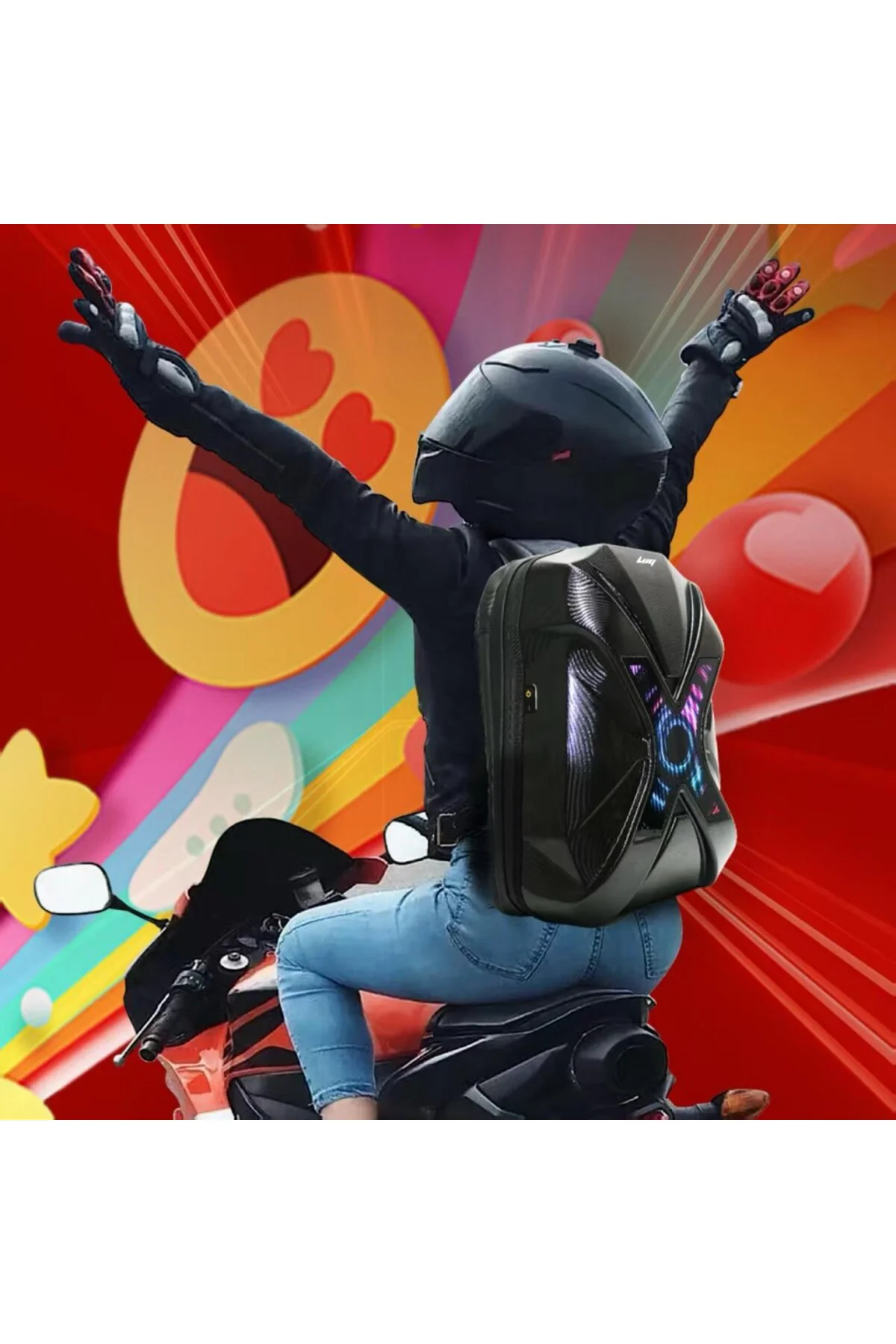 Prıme X Lıght Karbon, Motorcu Sırt Çantası Ledli Sırt Çantası, Te