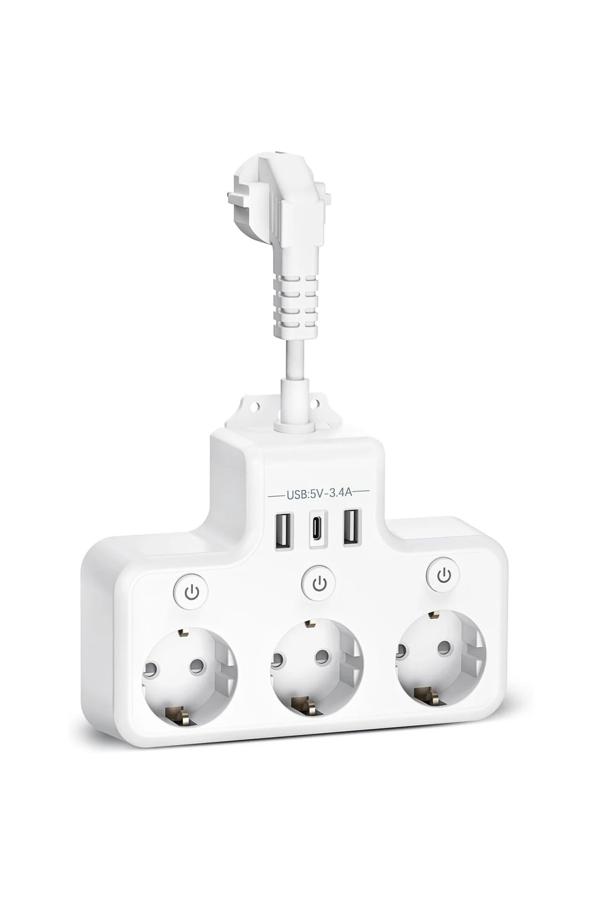 Priz Çoklu Priz 3 USB Anahtarlı Çoklu Priz Yer Tasarruflu Çoklu P