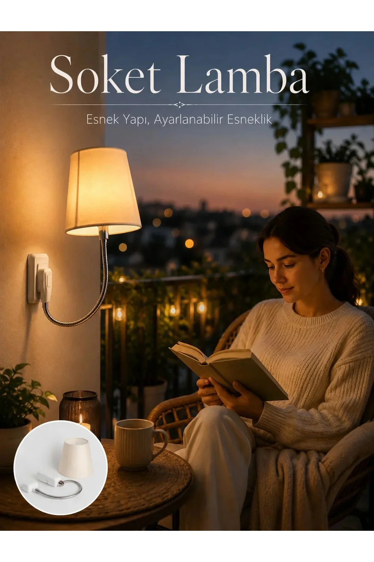 Priz Lambası Esnek Kollu Yatak Başı Aydınlatma