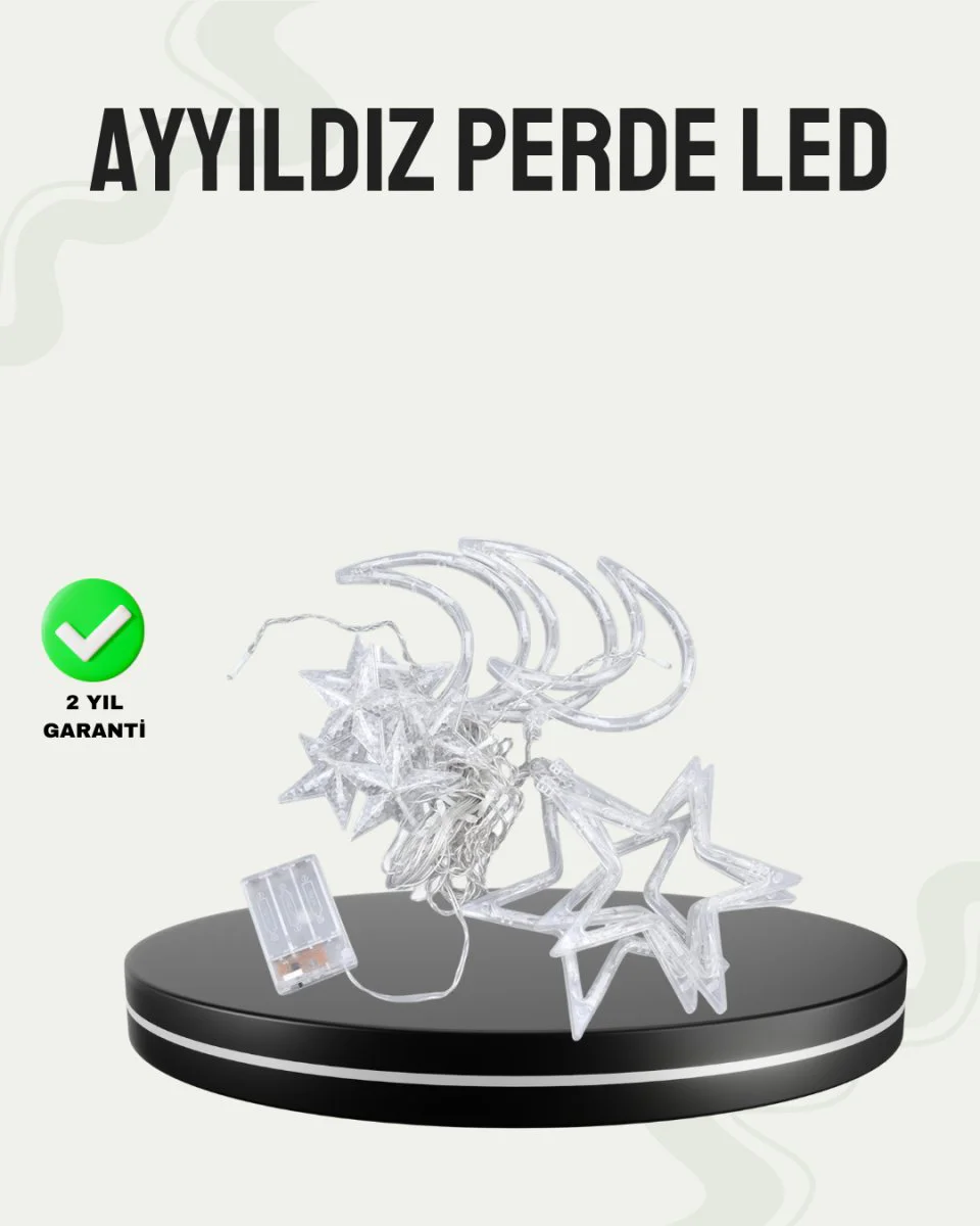 Prizli Yıldız Ay Perde LED Işık - Ev & Kafe Dekorasyonu İçin Estetik Çözüm