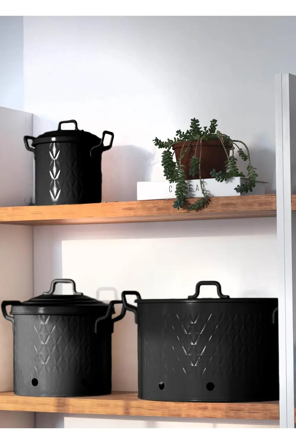 Prizma Patates Soğan Saklama Kabı 2 Hazneli Siya