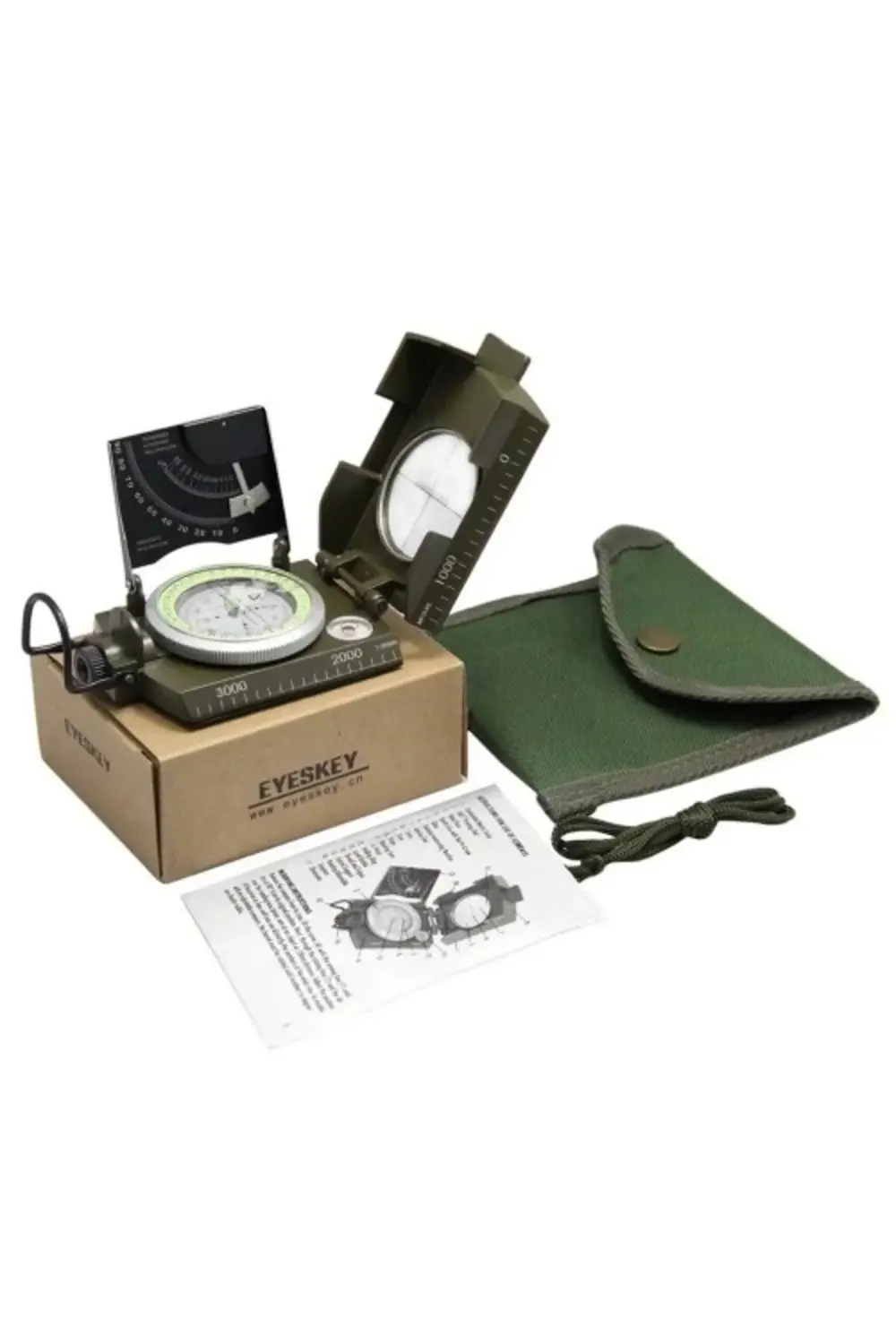 Prizmatik Suya Dayanıklı Işıltılı Pusula Ile Kılıfı Askeri Ordu K