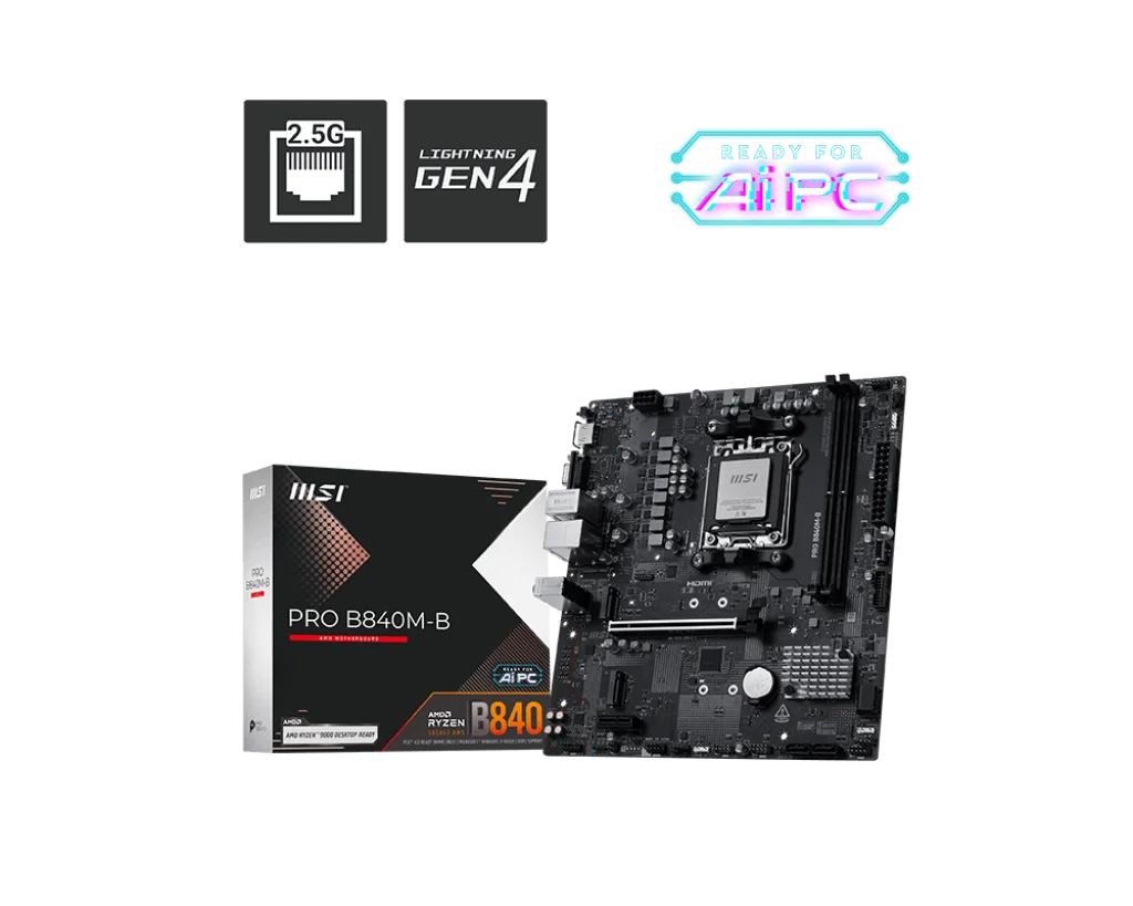 PRO B840M-B AM5 DDR5 8000MHZ(OC) HDMI ,VGA,2X M.2 USB 5 GBS 2.5G LAN MATX Fiyatı, Yorumları ve Özellikleri
