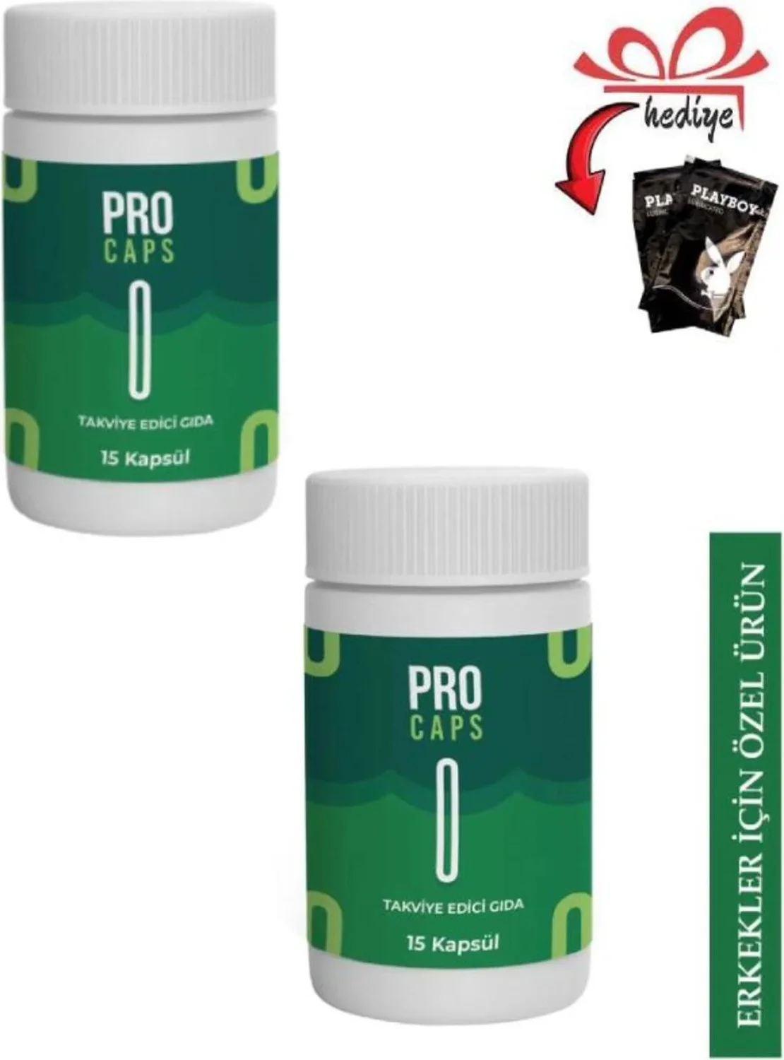 Pro Caps Erkeklere Özel 15li x 2 Ad. + Kayganlaştırıcı Jelle Fiyatı, Yorumları ve Özellikleri