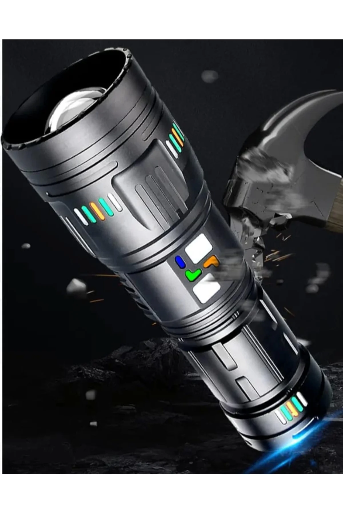Pro F-3002 Alüminyum Tg Led Gece Şeritli Type-c Şarjlı El Feneri 