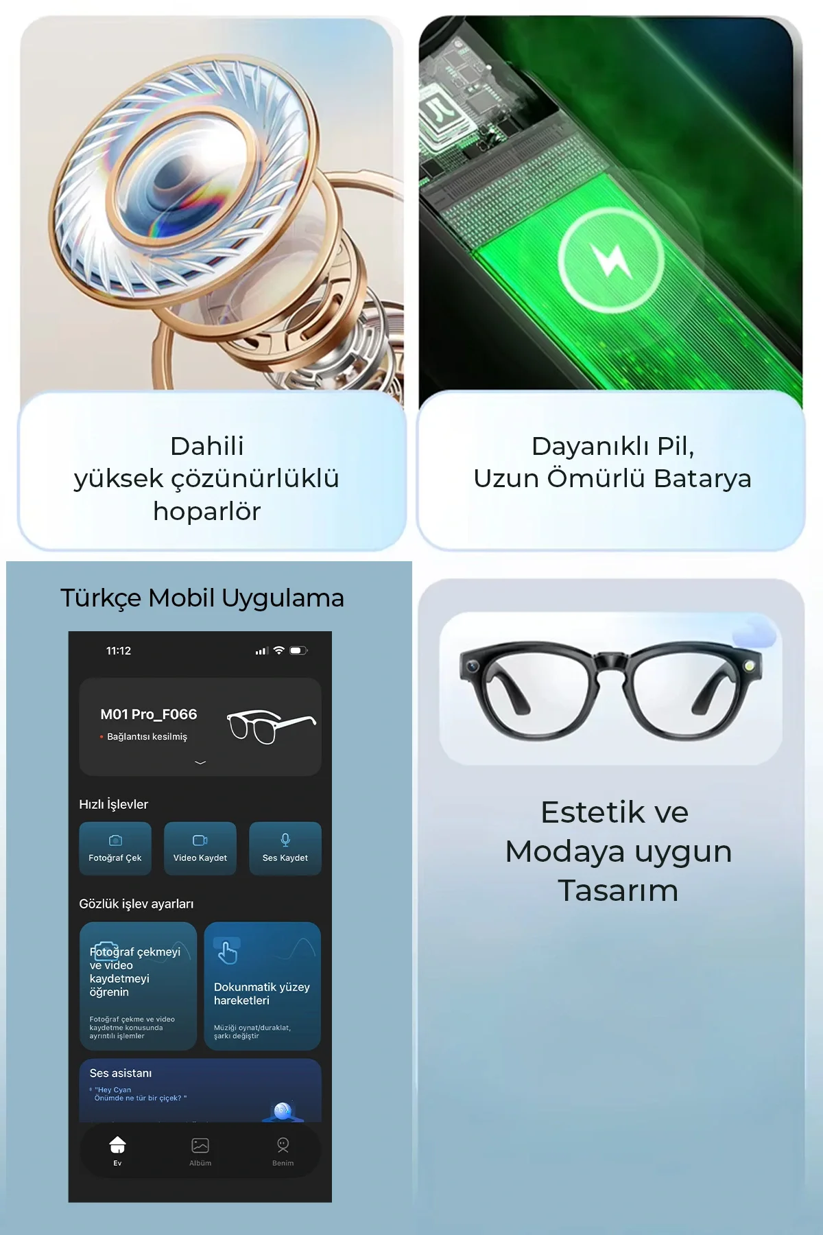 Pro Max Akıllı Gözlük Kameralı Yapay zeka,Müzik dinleme,telefon ile konuşma bluetooth
