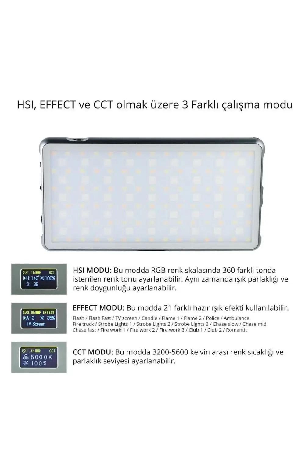 PRO-S21 RGB Led Video Efekt Işığı
