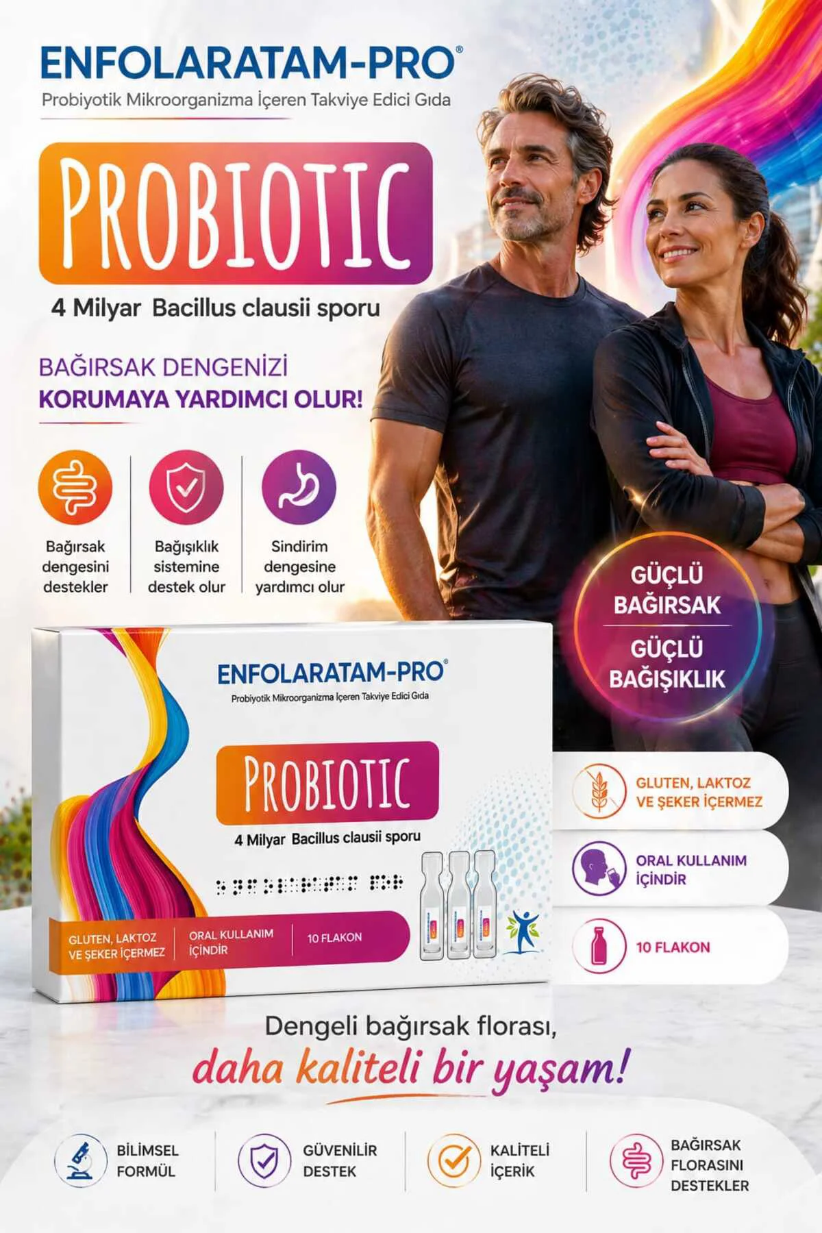 Probiotic Probiyotik Bacillus clausii sporları 4 Milyar Yetişkin