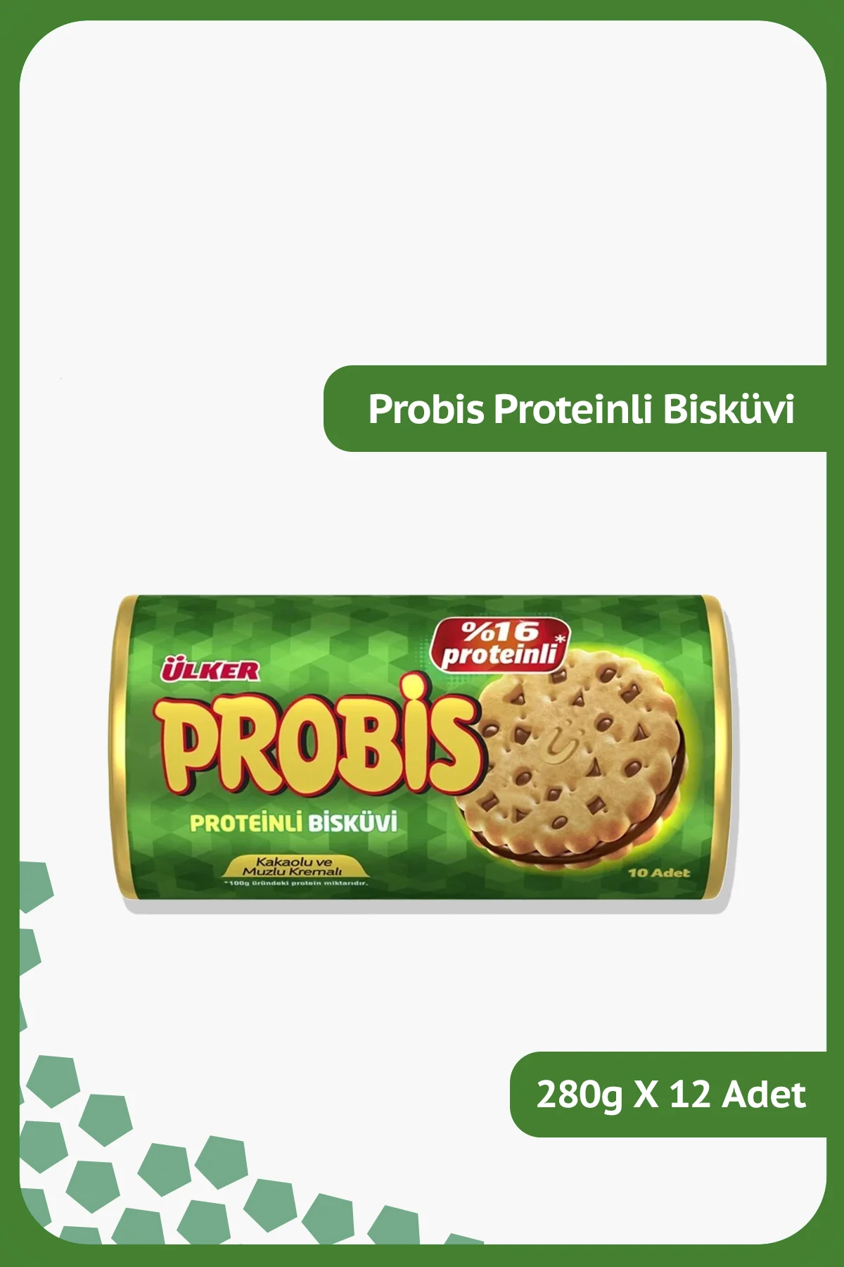 PROBİS Proteinli Bisküvi - Kakaolu ve Muzlu Kremalı - 280 gram - 