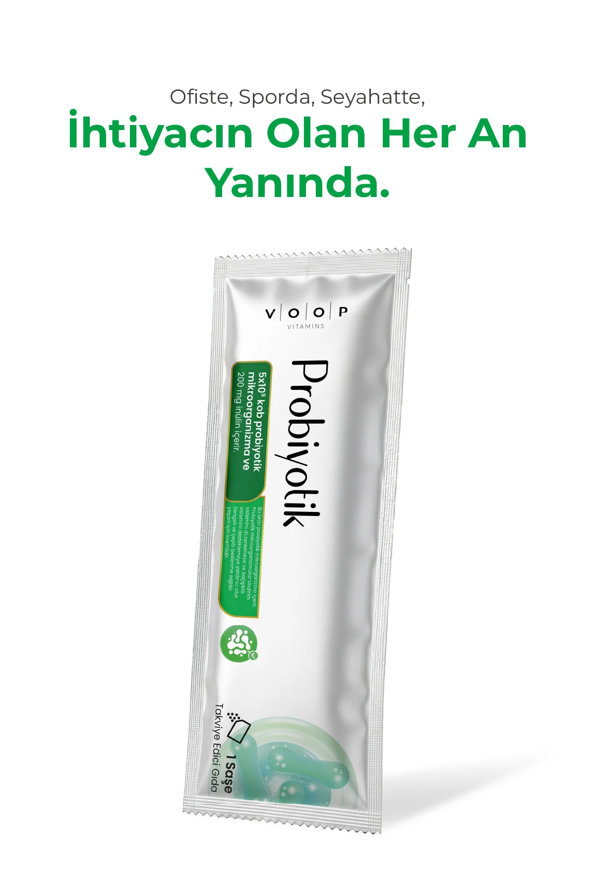 Probiyotik — 5x10 üssü 9 Kob Probiyotik Mikroorganizma & 200 mg İnulin - Ahududu Aromalı 10 Saşe - Görsel 2