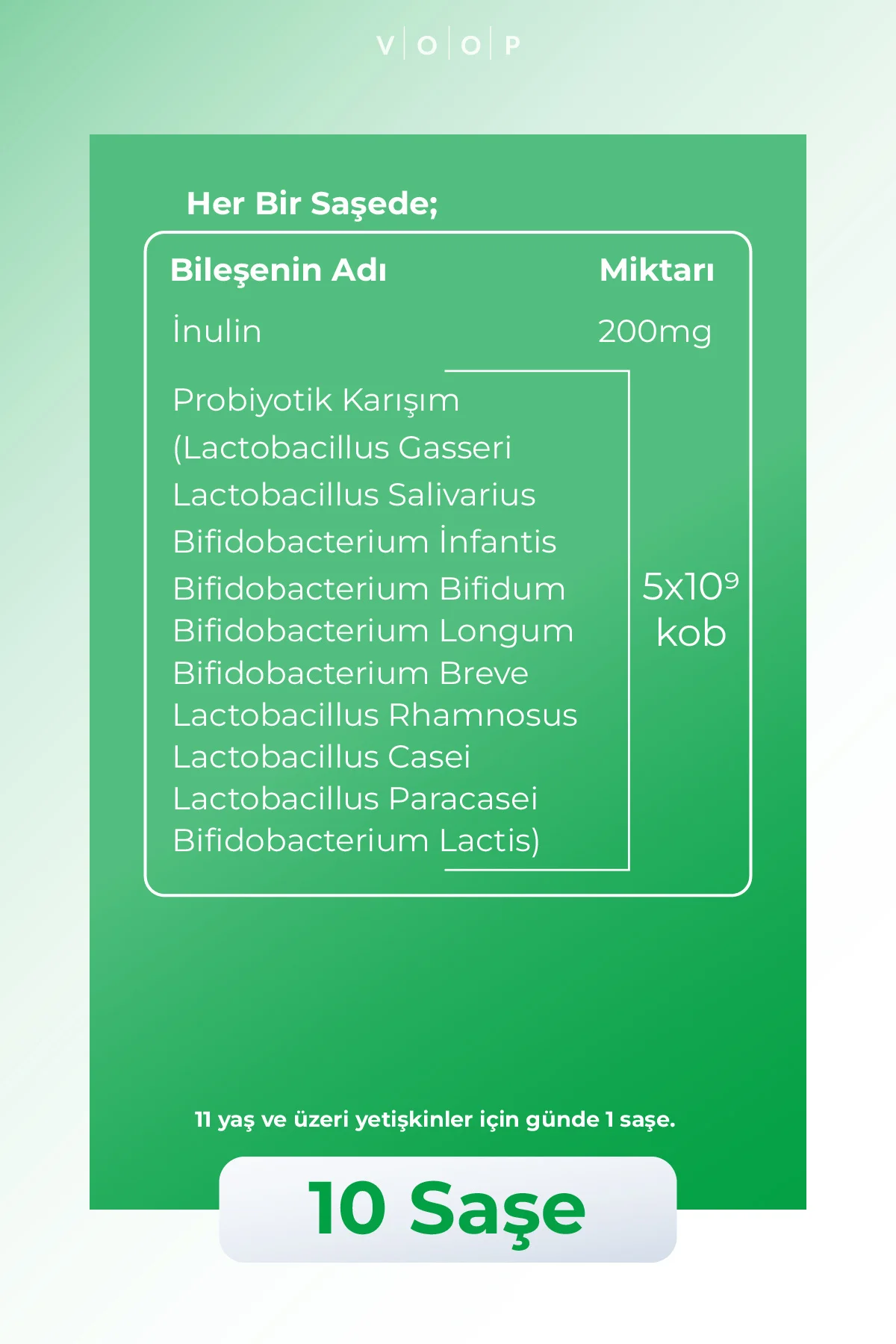 Probiyotik — 5x10 üssü 9 Kob Probiyotik Mikroorganizma & 200 mg İnulin - Ahududu Aromalı 10 Saşe - Görsel 5