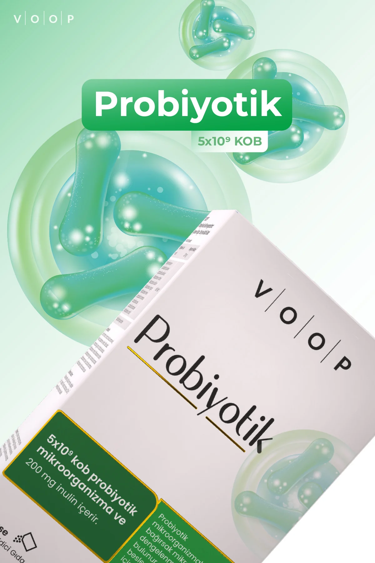 Probiyotik — 5x10 üssü 9 Kob Probiyotik Mikroorganizma & 200 mg İnulin - Ahududu Aromalı 10 Saşe - Görsel 3