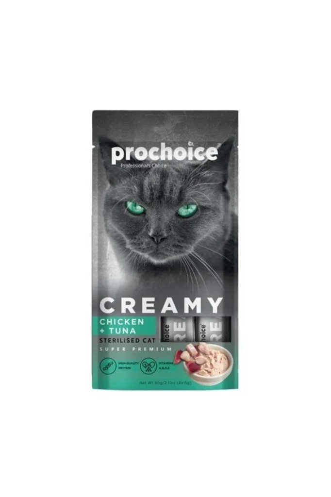 Prochoice Creamy Tuna Balıklı Tavuklu Sıvı Kedi Ödül Maması 4x15g