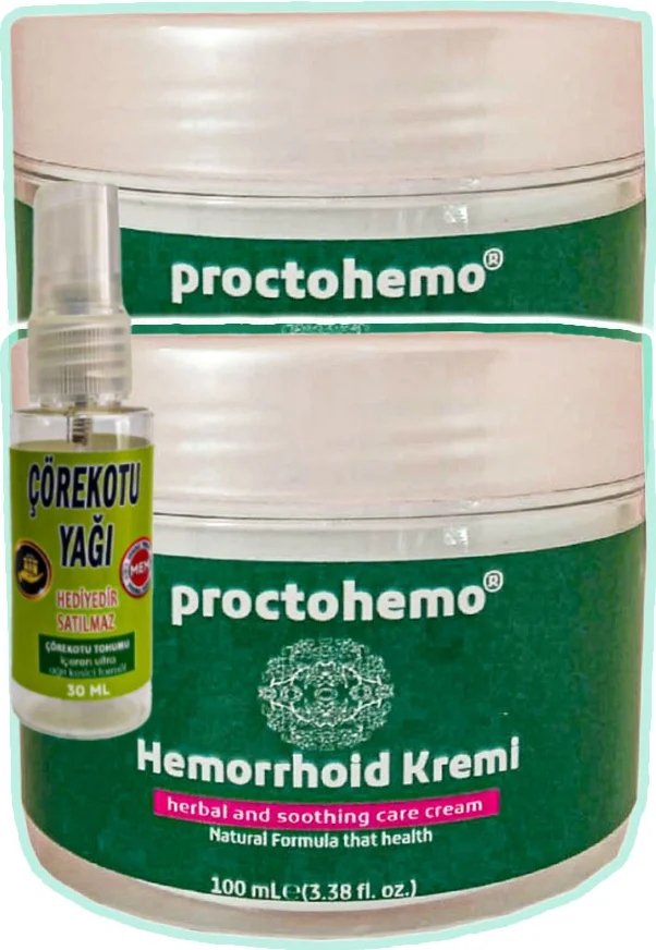 Proctohemo Krem 100 ml X 2 + Çörek Otu Yağı 30 ml - Hemoroid Kremi ve Doğal Çörek Otu Yağı