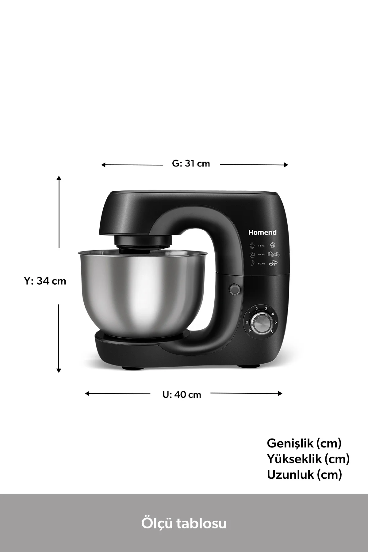 Profashion 3082H Stand Mikser 1200 W  5.2 Litre Siyah - Görsel 2