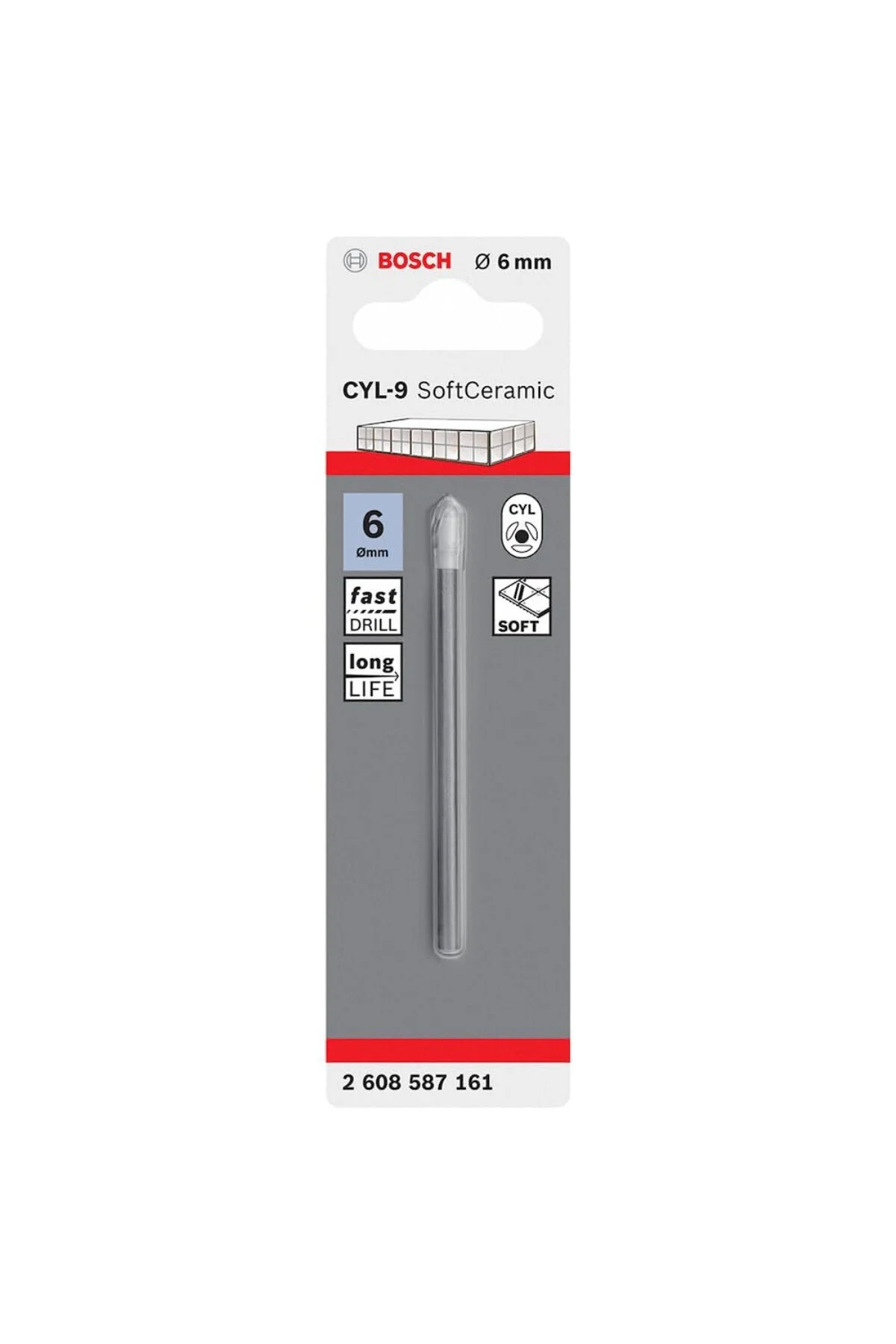 Professional Accessories Matkap ve Kırıcı Delici Uçları, Taş ve Beton, Gri, 6 mm, 1