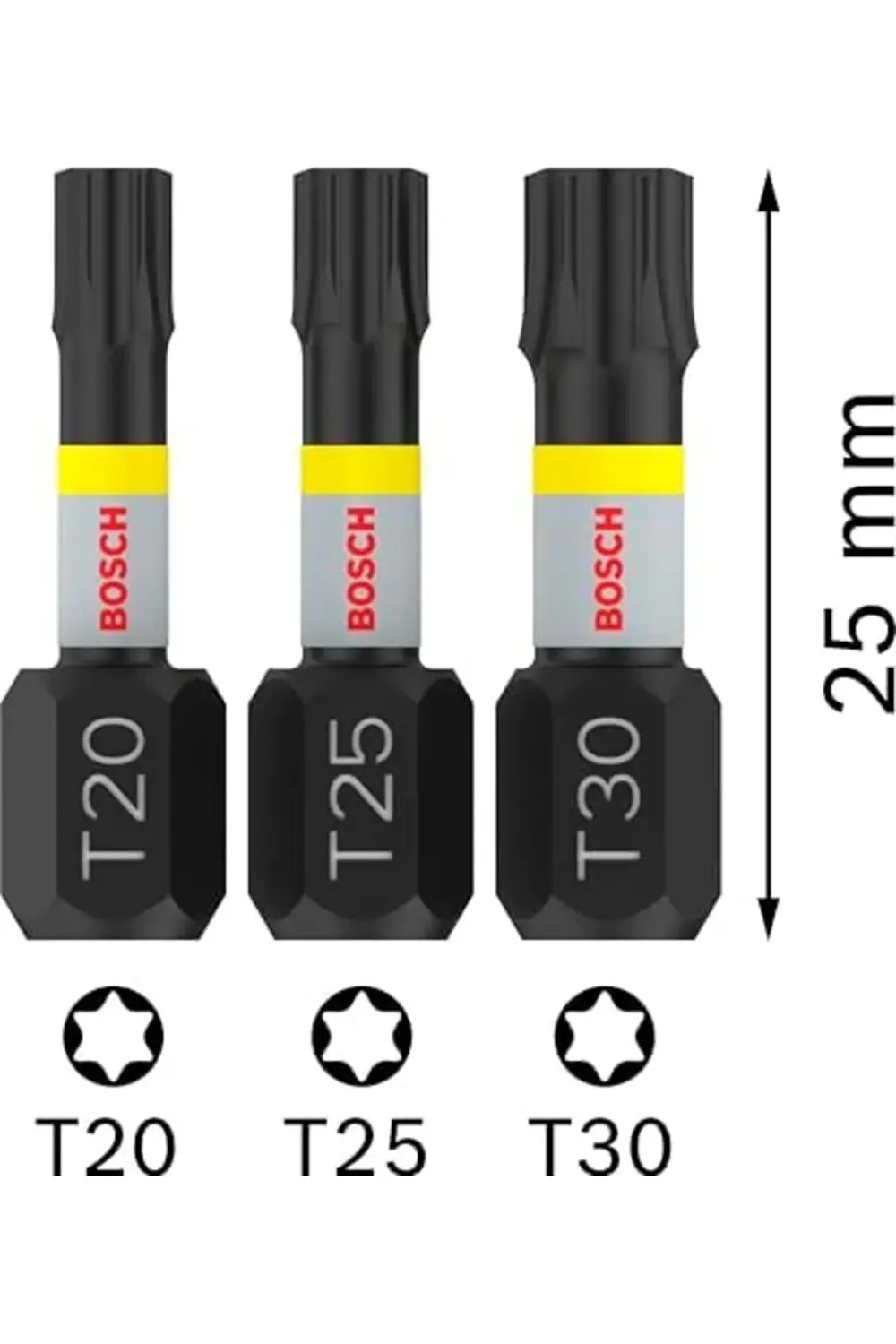 Professional Control tornavida ucu T seti (25 mm, altıgen şaft, P