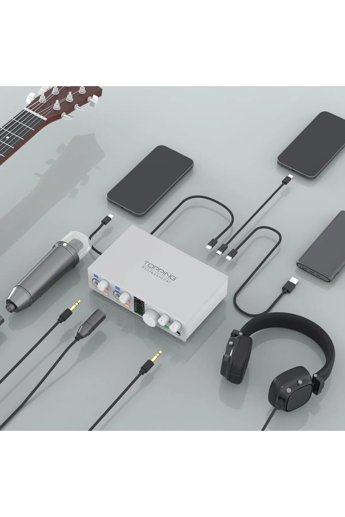 Professional E2x2 OTG | Black Yüksek Kalite USB-C Ses Kartı: 2-Giriş/2-Çıkış 24Bit/