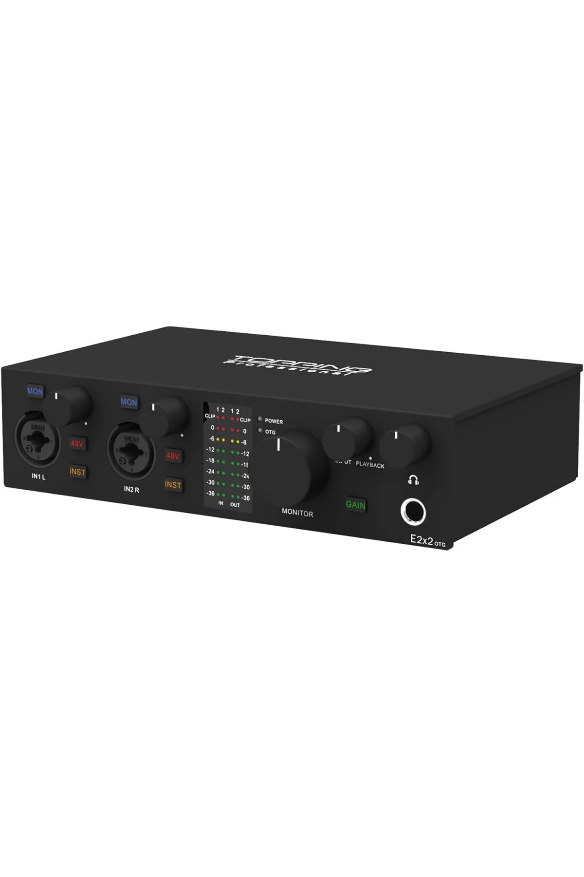 Professional E2x2 OTG | Black Yüksek Kalite USB-C Ses Kartı: 2-Giriş/2-Çıkış 24Bit/