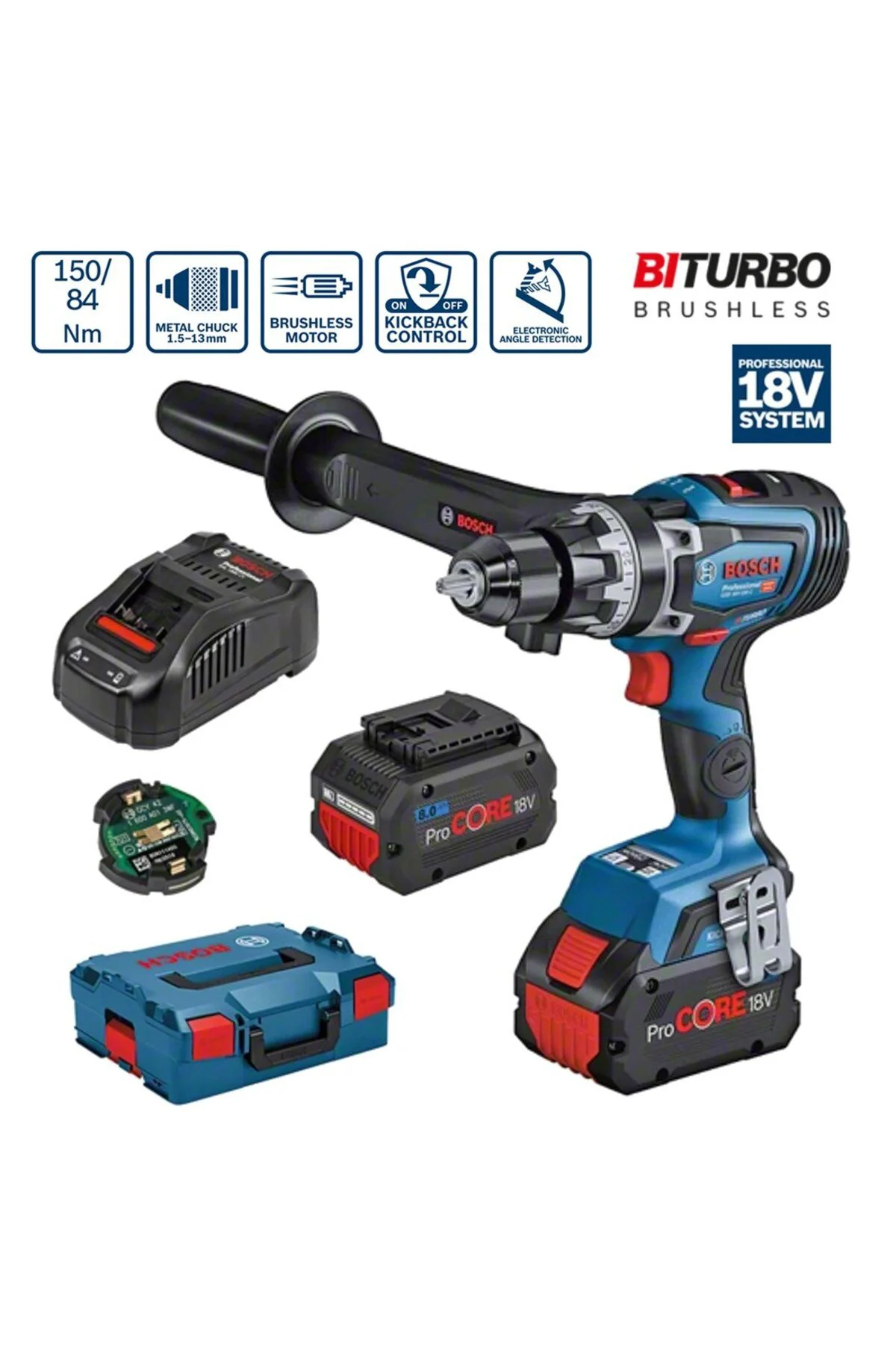 Professional GSB 18V-150 C Akülü Darbeli Delme Vidalama 2x8 AH - 
