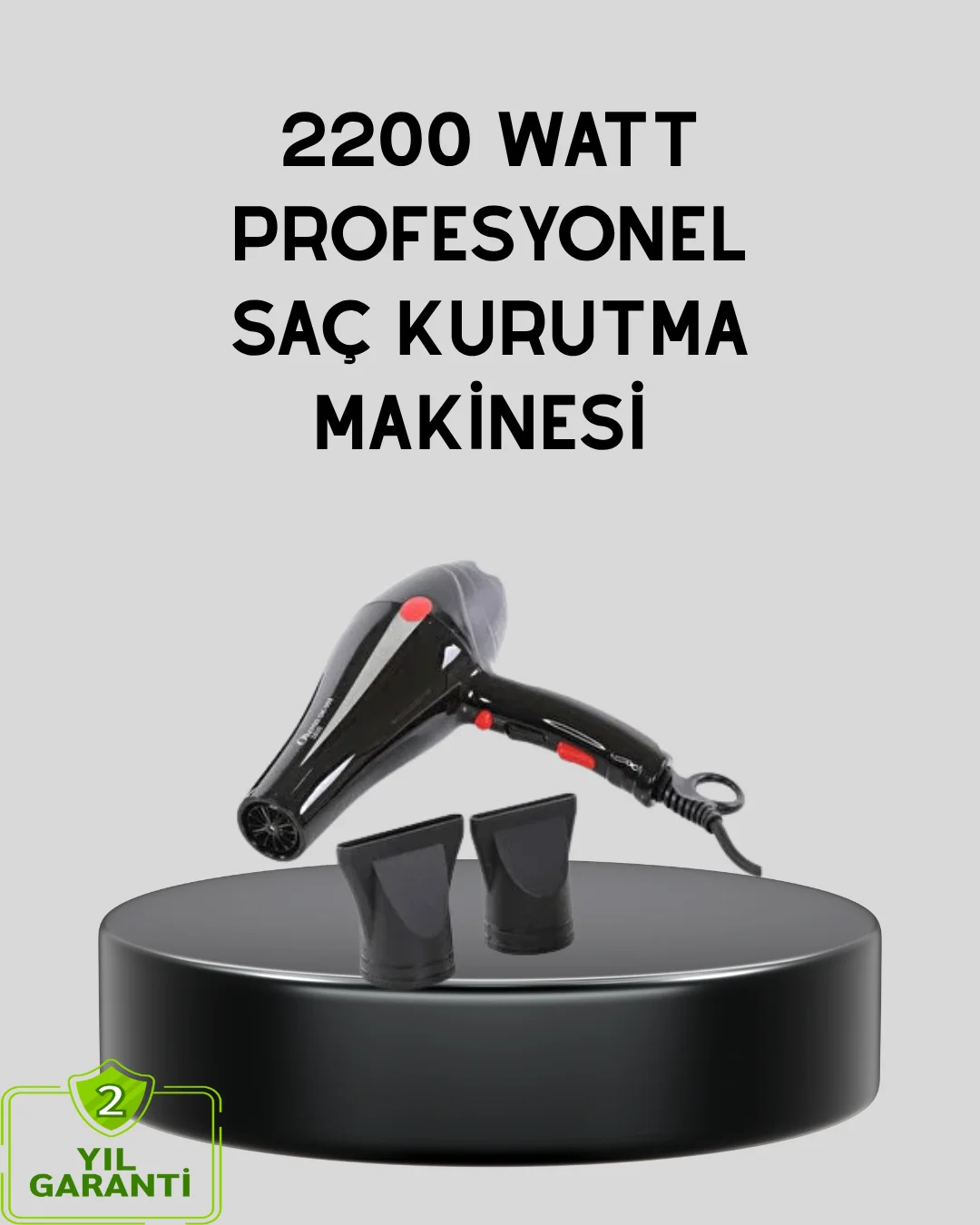 Profesyonel 2200W Fön Makinesi – AC Motorlu, Hızlı Kurutma, Hafif