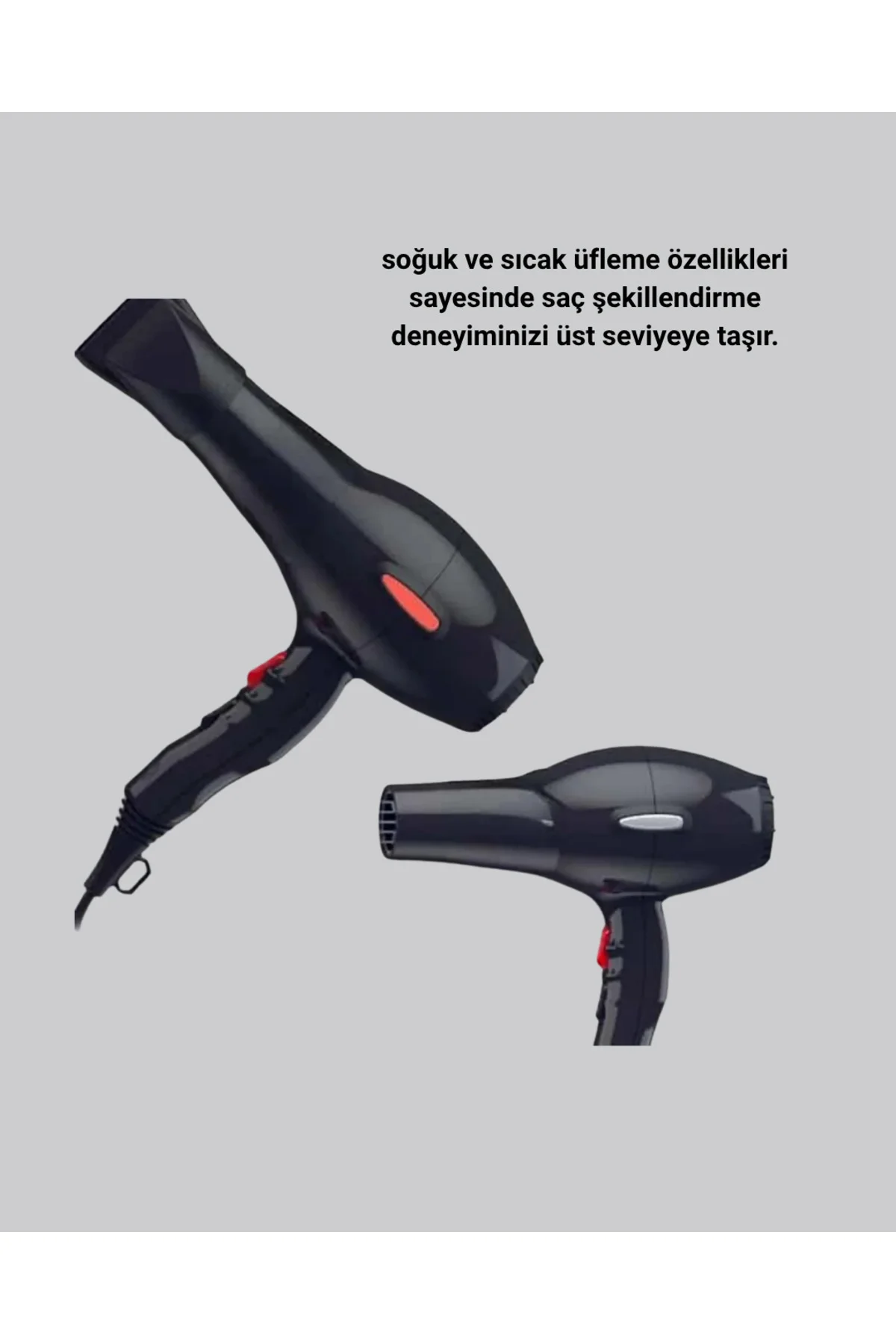 Profesyonel 2200W Fön Makinesi – AC Motorlu, Hızlı Kurutma, Hafif Tasarım