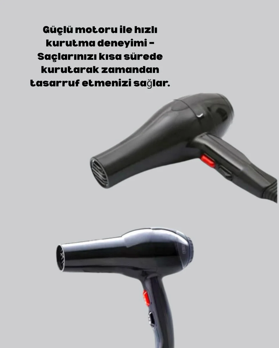 Profesyonel 2200W Saç Kurutma Makinesi - Hızlı Kurutma ve Şekillendirme